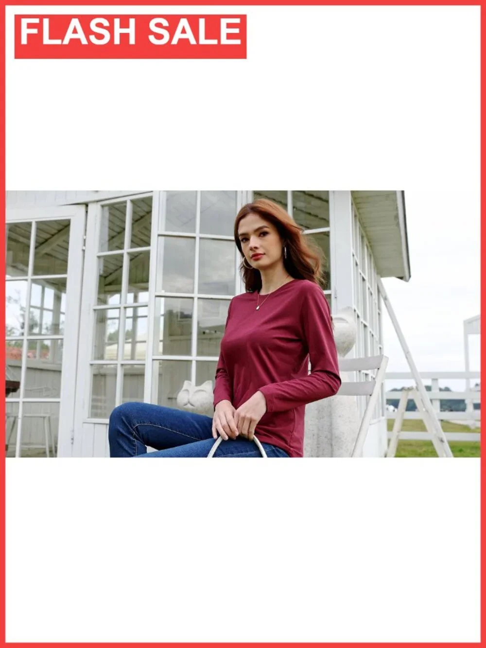 SMENG Womens Cotton Blend Long Sleeve Crewneck Tee